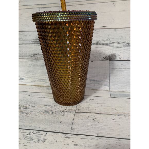 Starbucks 2021 50th YEAR ANNIVERSARY GOLD COPPER STUDDED Grande Tumbler Cup NEW - Picture 3 of 4